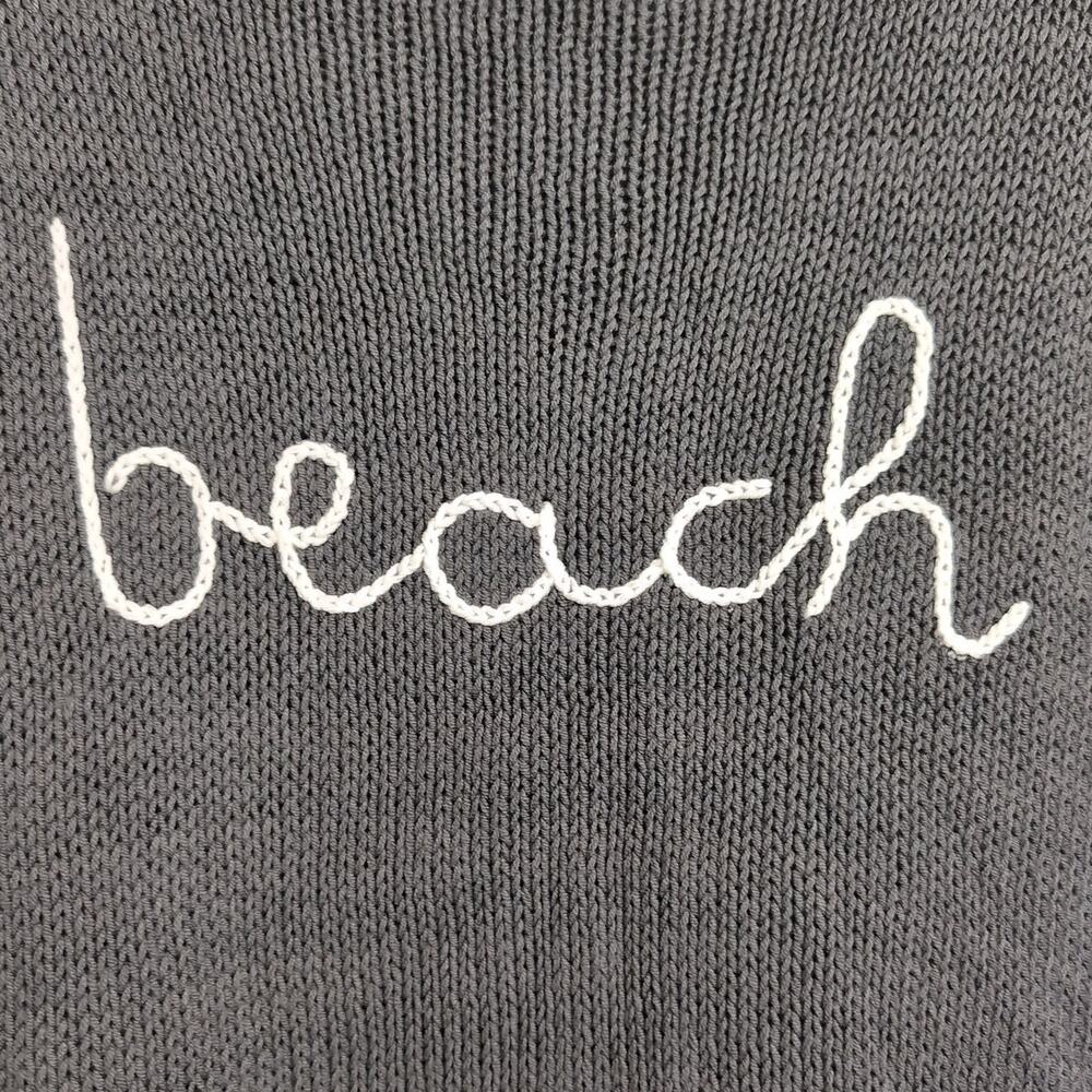 Wooden Ships "Beach" Spellout Sweater Coastal Cozy Knit Nautical Size XL - Picture 3 of 6